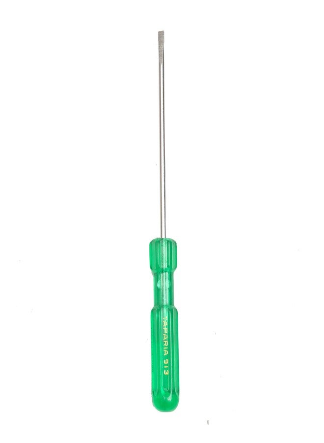 Taparia 913 Steel (4.0 x 0.6mm) Flat Tip Screw Driver (Green and Silver) - Image 1